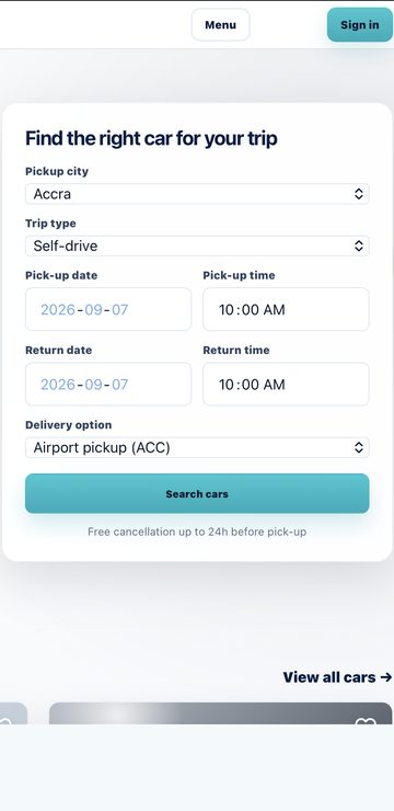 DRYVE247 car search on mobile