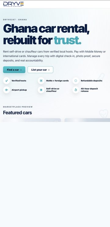 DRYVE247 homepage on mobile