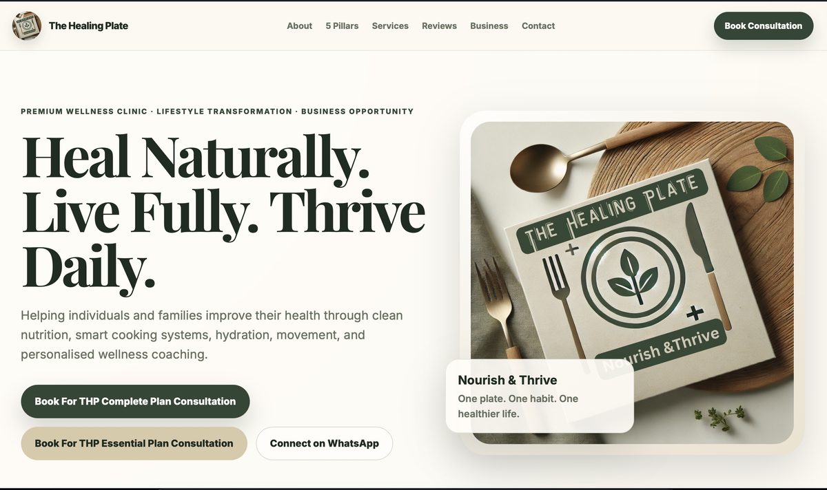 The Healing Plate homepage — Heal Naturally. Live Fully. Thrive Daily.